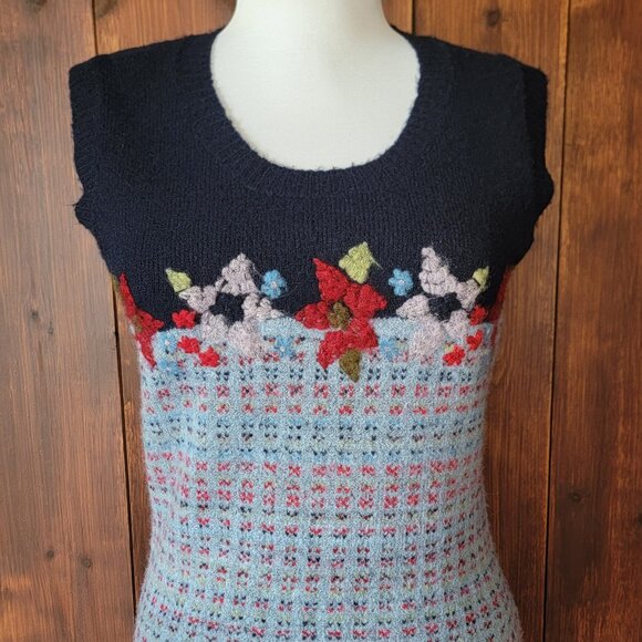 Vintage Arizona Jean Women M Fuzzy Floral Sweater Vest NWT 90s Y2K Cottagecore - Picture 1 of 10